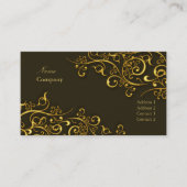 PixDezines Goudstrijkijzers/donkere chocolade/goud Visitekaartje (Voorkant)