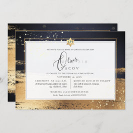 PixDezines GRAFIET GRIJS GOUD PENSEELSTREEK Mitzva Kaart