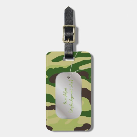 PixDezines green camo+dogtag Bagagelabel (Voorkant verticaal)