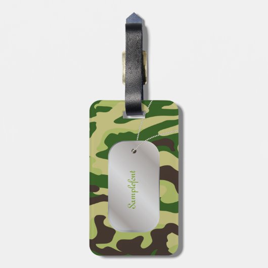 PixDezines green camo+dogtag Bagagelabel (Achterkant verticaal)