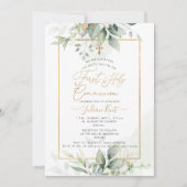 PixDezines Green Gold Eucalyptus 1stHeilige Commun Kaart (Voorkant)