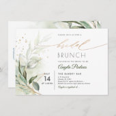 PixDezines Green Gold Eucalyptus Bridal Brunch Inv Kaart (Voorkant / Achterkant)