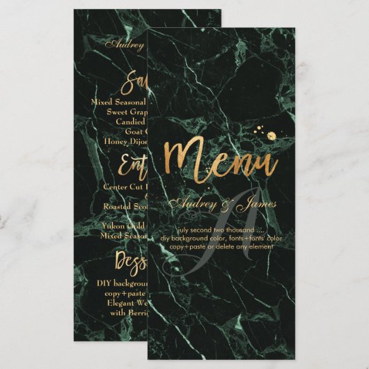PixDezines Green Marble/Shine Menu/Faux Gold Menu (Voorkant / Achterkant)