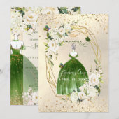 PixDezines Green Quinceanera H2 Alabaster Rozen Kaart (Voorkant / Achterkant)