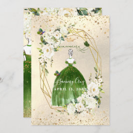 PixDezines Green Quinceanera H2 Alabaster Rozen Kaart