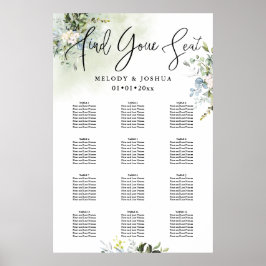 PixDezines Greenery Calligraphy, Seating Chart Poster