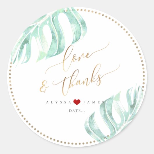 PixDezines Greenery, Monstera Seafoam Green Ronde Sticker (Voorkant)