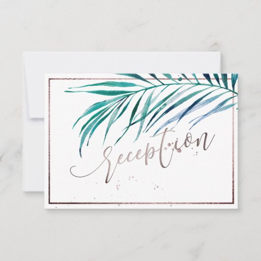 PixDezines Greenery Palm Fronds RECEPTIE RSVP Kaartje (Voorkant)