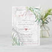 PixDezines Greenery Palms+Marble+Roos Gold Heart Kaart (Staand voorkant)