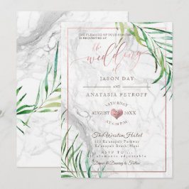 PixDezines Greenery Palms+Marble+Roos Gold Heart Kaart