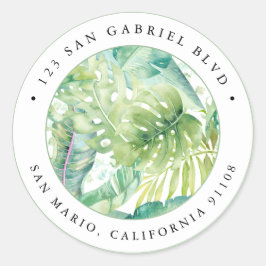 PixDezines Greenery, Tropisch Foliage Sage Green Ronde Sticker