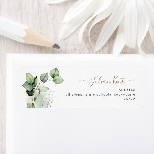 PixDezines Greenery Waterverf Eucalyptus Branch Etiket (Insitu)