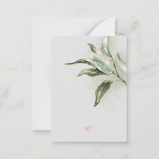 PixDezines Greenery Waterverf Eucalyptus Branch Notitiekaartje (Achterkant)