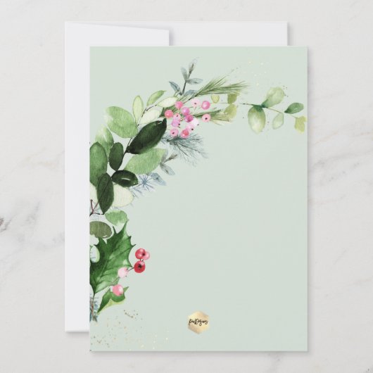 PixDezines Greenery Waterverf Winter Wreath Kaart (Achterkant)
