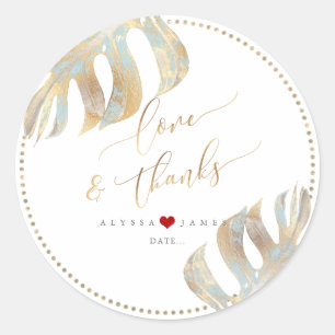 PixDezines groen, faux metallic Monstera Ronde Sticker