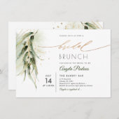 PixDezines Groen Goud Eucalyptus Bruidsbrunch Kaart (Voorkant / Achterkant)