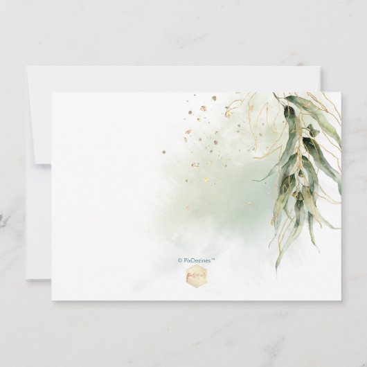 PixDezines Groen Goud Eucalyptus Bruidsbrunch Kaart (Achterkant)