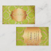 PixDezines groen Rosette damast/faux perkament Visitekaartje (Voorkant / Achterkant)