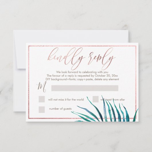 PixDezines Groen RSVP Faux Roos Goud (Achterkant)