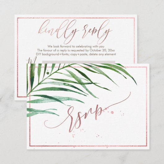 PixDezines Groen RSVP Faux Roos Goud (Voorkant / Achterkant)