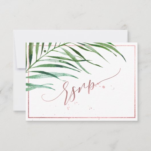 PixDezines Groen RSVP Faux Roos Goud Kaartje (Voorkant)