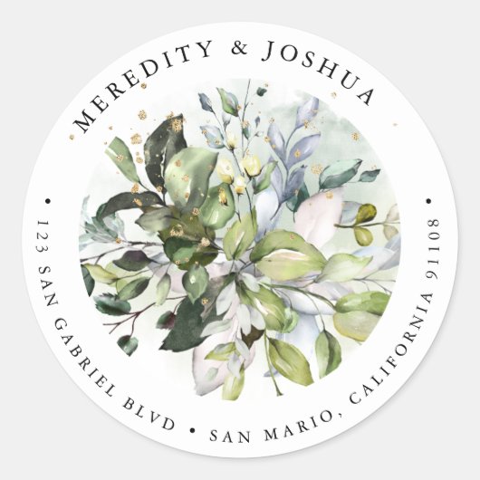 PixDezines groen, salie groen zilver bladeren Ronde Sticker (Voorkant)