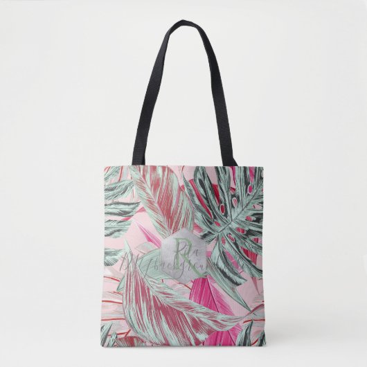 PixDezines groen, tropische Monstera Tote Bag (Voorkant)
