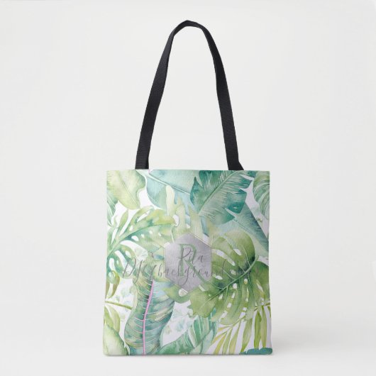 PixDezines groen, tropische Monstera Tote Bag (Voorkant)