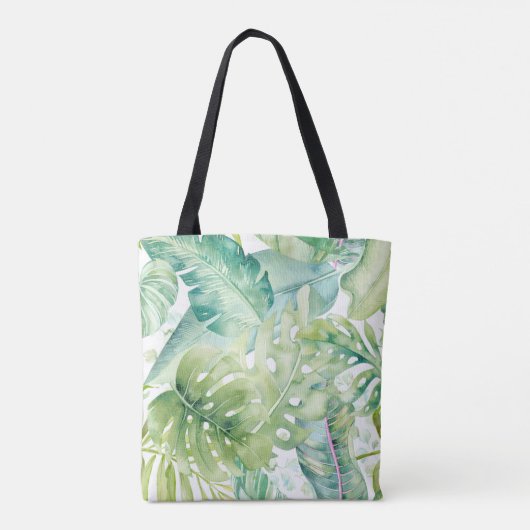 PixDezines groen, tropische Monstera Tote Bag (Achterkant)