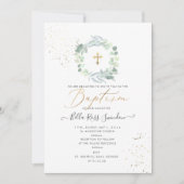 PixDezines Groen Waterverf Eucalyptus Doop Kaart (Voorkant)