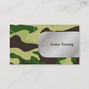 PixDezines Groene Camouflage+Hond+Labels Visitekaartje
