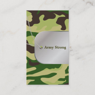 PixDezines Groene Camouflage+Hond+Labels Visitekaartje