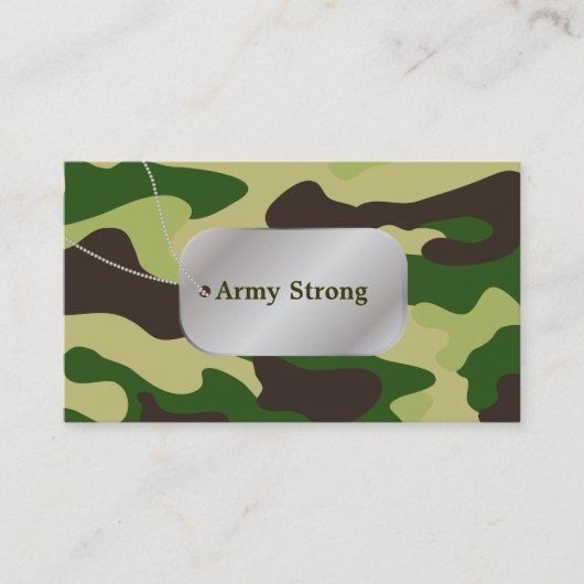 PixDezines Groene Camouflage+Hond Tags Visitekaartje (Voorkant)