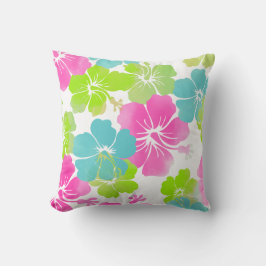 PixDezines groene hibiscus leis/diy achtergrond Kussen