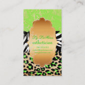 PixDezines groene  kant+cheetah+zebra Visitekaartje (Achterkant)