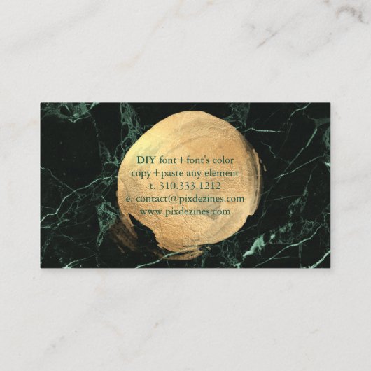PixDezines GROENE MARMER+FAUX GOUDEN VLEKKEN Visitekaartje (Achterkant)