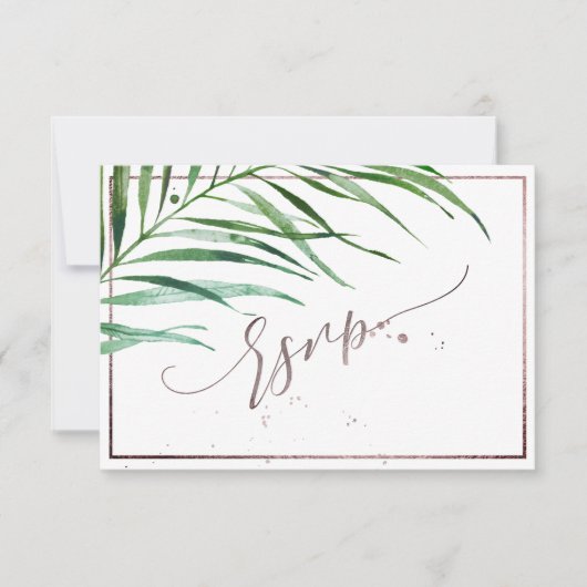 PixDezines Groene Palm Fronds RSVP (Voorkant)