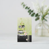 PixDezines groene thee fondant cake/diy kleur Visitekaartje (Staand voorkant)