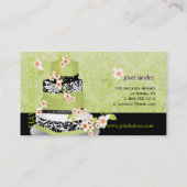 PixDezines groene thee fondant cake/diy kleur Visitekaartje (Achterkant)