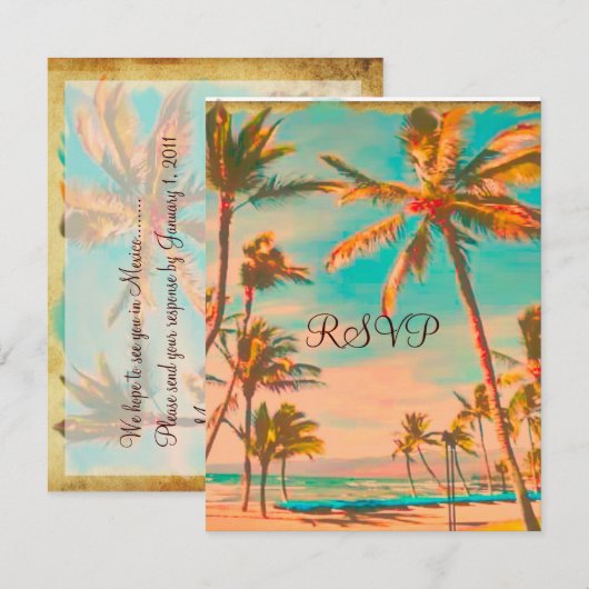 PixDezines Grote RSVP  Hawaiian Beach/Blauwgroen (Voorkant / Achterkant)
