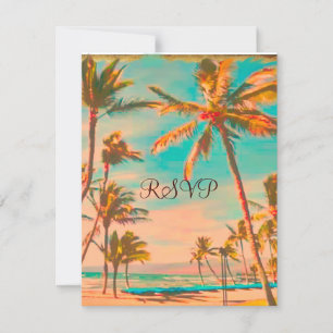 PixDezines Grote RSVP Hawaiian Beach/Blauwgroen Kaartje