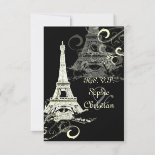 PixDezines GROTE RSVP/LA TOUR EIFFEL/CREAM SWIRLS RSVP Kaartje