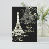 PixDezines GROTE RSVP/LA TOUR EIFFEL/CREAM SWIRLS RSVP Kaartje (Staand voorkant)