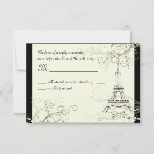 PixDezines GROTE RSVP/LA TOUR EIFFEL/CREAM SWIRLS RSVP Kaartje (Achterkant)