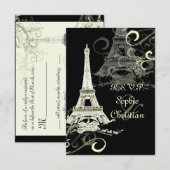 PixDezines GROTE RSVP/LA TOUR EIFFEL/CREAM SWIRLS RSVP Kaartje (Voorkant / Achterkant)