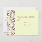 PixDezines GROTE RSVP, PLUM SWIRLS/DIY achtergrond RSVP Kaartje (Voorkant)