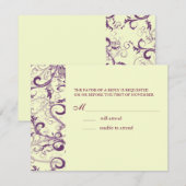 PixDezines GROTE RSVP, PLUM SWIRLS/DIY achtergrond RSVP Kaartje (Voorkant / Achterkant)