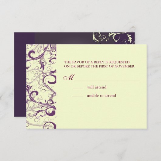 PixDezines GROTE RSVP PLUM SWIRLS+VANILLA SWIRLS (Voorkant / Achterkant)