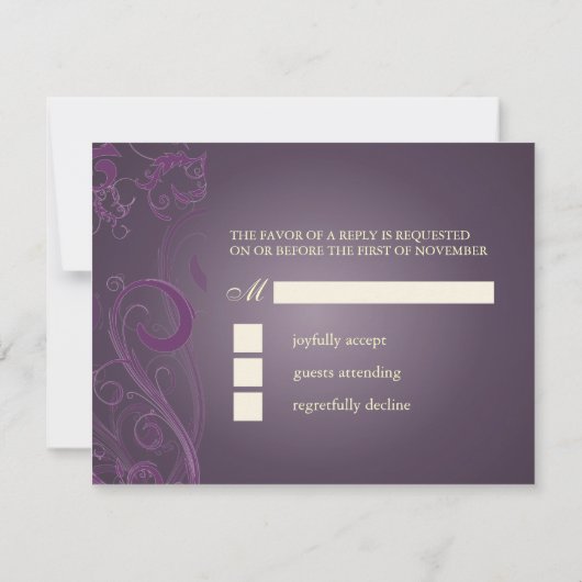 PixDezines GROTE RSVP/PLUM SWIRLS voor 5x7 nodigt RSVP Kaartje (Achterkant)