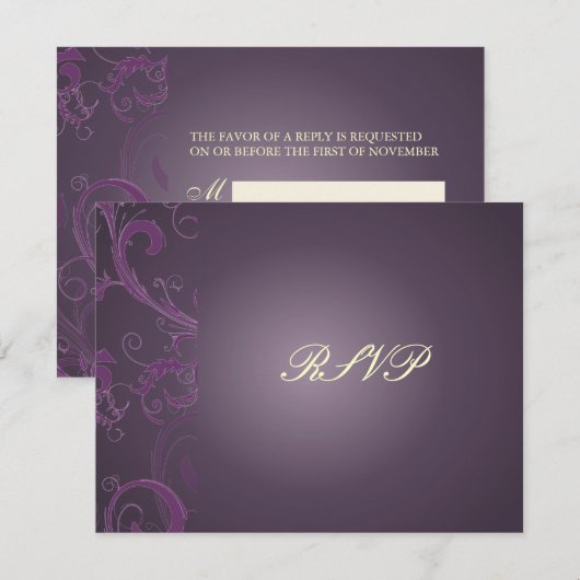 PixDezines GROTE RSVP/PLUM SWIRLS voor 5x7 nodigt RSVP Kaartje (Voorkant / Achterkant)